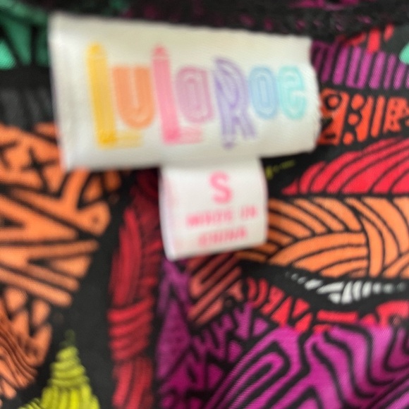 LULAROE Joy Open Front Duster Length Kimono Vest Purple Multi Print Size Small - Picture 7 of 10